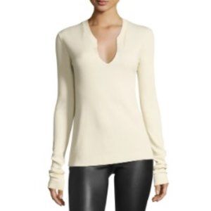 Helmut Lang Split-Neck Long-Sleeve Cotton Thermal Top Size XS